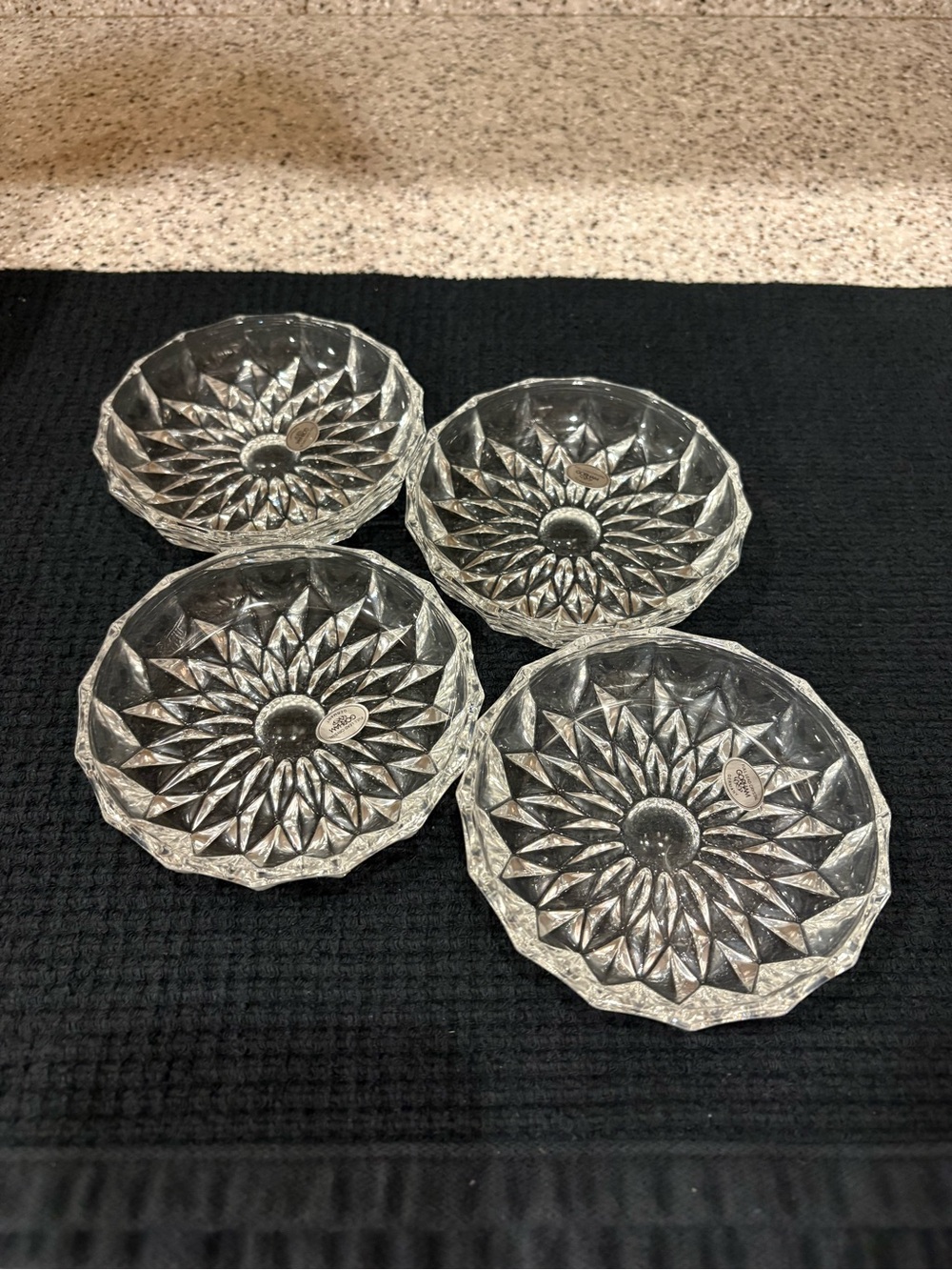 Set of 4 Gorham Althea Full Lead Crystal Coupe Coasters With Box